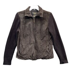 Fabio Suede Leather Jacket Women XL Knit Sleeve Boho Academia Western Whimsigoth